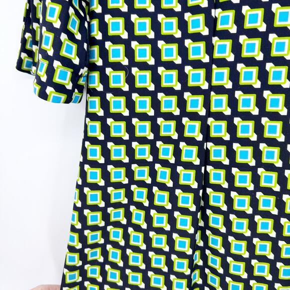 Jude Connally Michelle Geometric Blue Green Casual V Neck Dress Women’s Sz S - Picture 11 of 11